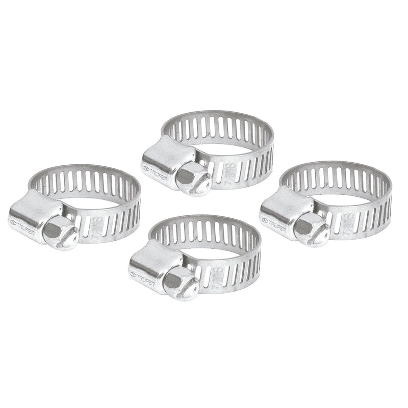 Abrazadera De Acero Inoxidable ( 10 Mm - 16 Mm ) C/Tornillo 4 Pzas Mod.M-4B Ref. 10021 Marca Truper