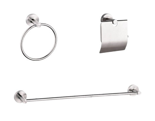 Accesorios De Baño 3 Pzas Serie Ria Color Satin Ref. Qm-14.100.1504 Marca Quality Metal