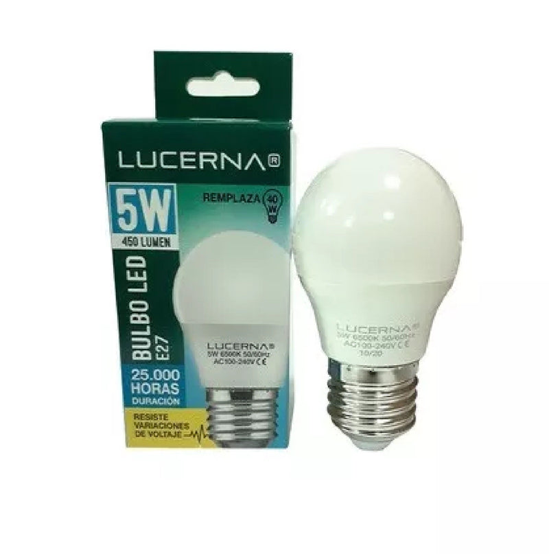 Bombillo Led Tipo Bulbo 5 W E27 6500 K (Luz Fria) Multv 100 - 240 V Ref. 5Wg456K Marca Lucerna