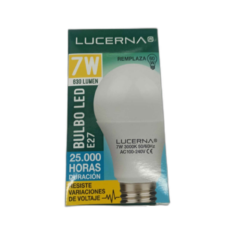 Bombillo Led Tipo Bulbo 7 W E27 3000 K (Luz Calida) Multv 100 - 240 V Ref. 7Wa603K Marca Lucerna
