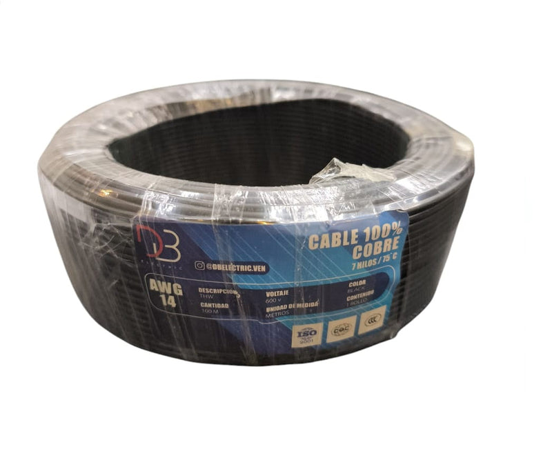 Cable Thw Nro. 10 Awg 75°C 600V / Color Negro Rollo 100 Mts Marca Db Electric