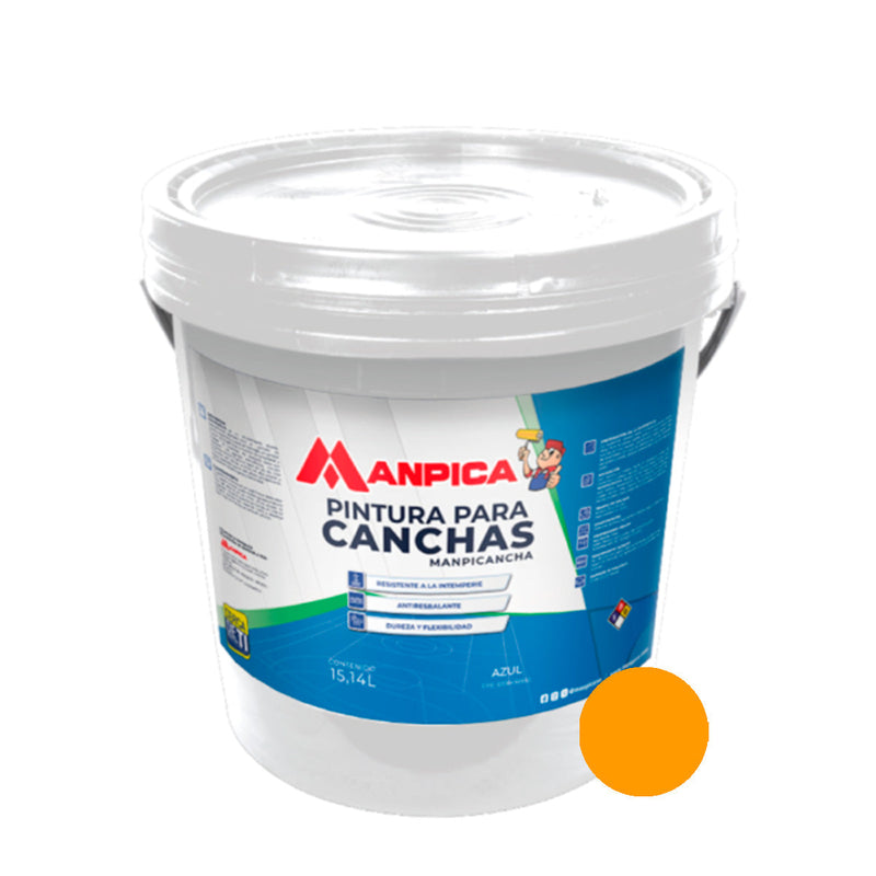 Pintura Para Cancha Color Amarillo Cuñete De 4 Gl Ref. Cmc-200-40 Marca Manpica