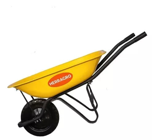 Carretilla De Construccion 110Lts R/Antipinchazo Maciza Platon Metalico Amarillo Verdoso Herragro