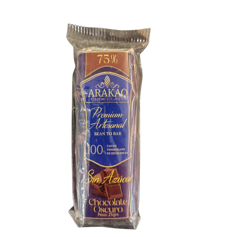 Chocolate Premium Oscuro Al 75% 25 Grs Ref. 020403.Osc75 Marca Arakao