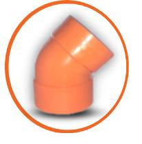 Codo Reforzado De Pvc Para Agua Servida De 75 Mm X 45° (3" X 45°) C-C Ref. C011020Cc Naranja Uniteca