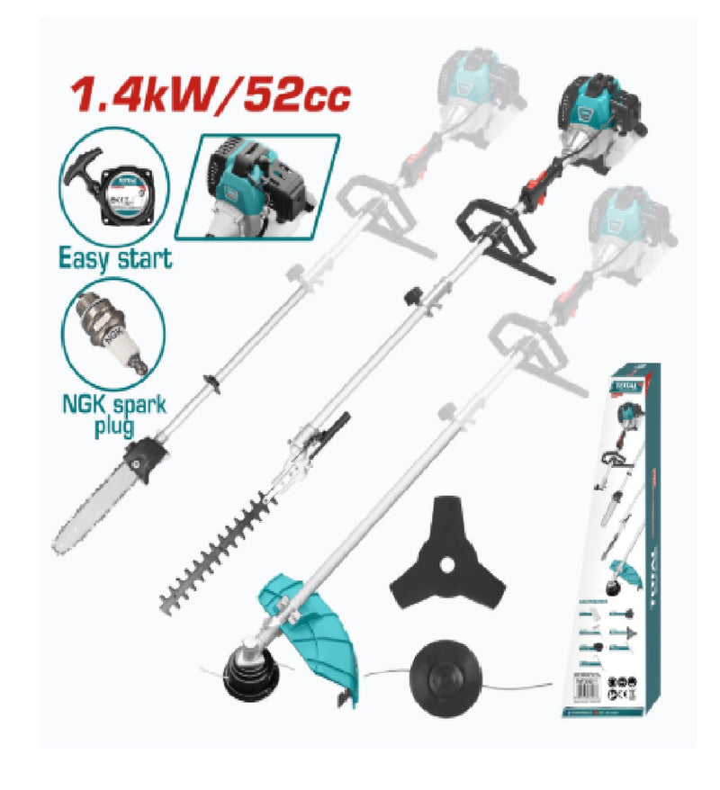 Desmalezadora Mult. A Gaso De 52Cc - 2.2Hp 1.4Kw 10000Rpm 1200 Ml (8 Acc) Ref. Tmt55211 Total Tools