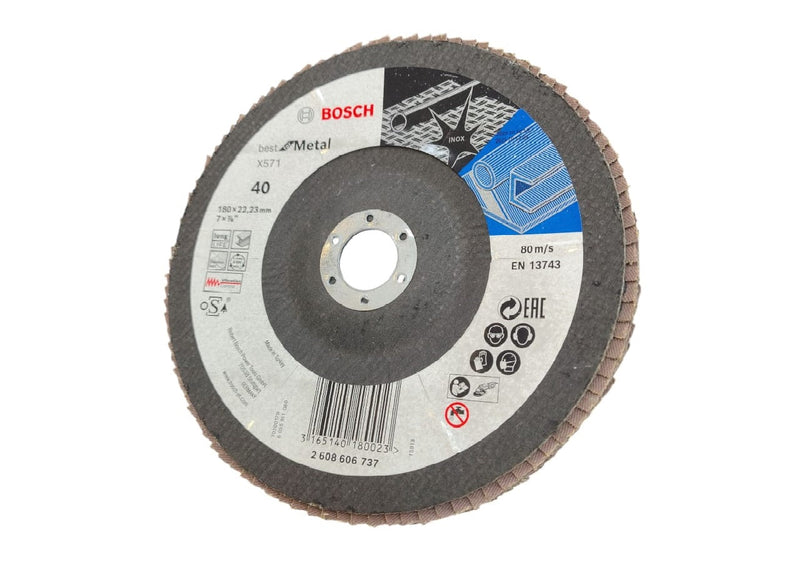 Disco Flap 7" X 22,23 Mm Grano 40 P/Metal Expert Curvo Ref. 606737 / 879268 Marca Bosch