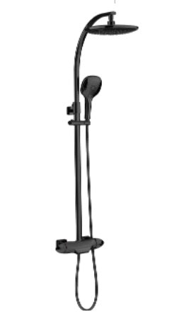 Barra De Ducha Termostatica C/Boton Bloqueo 38° Foglia Matte Black / Acero Inox Ref. Duc.08.03 Bari