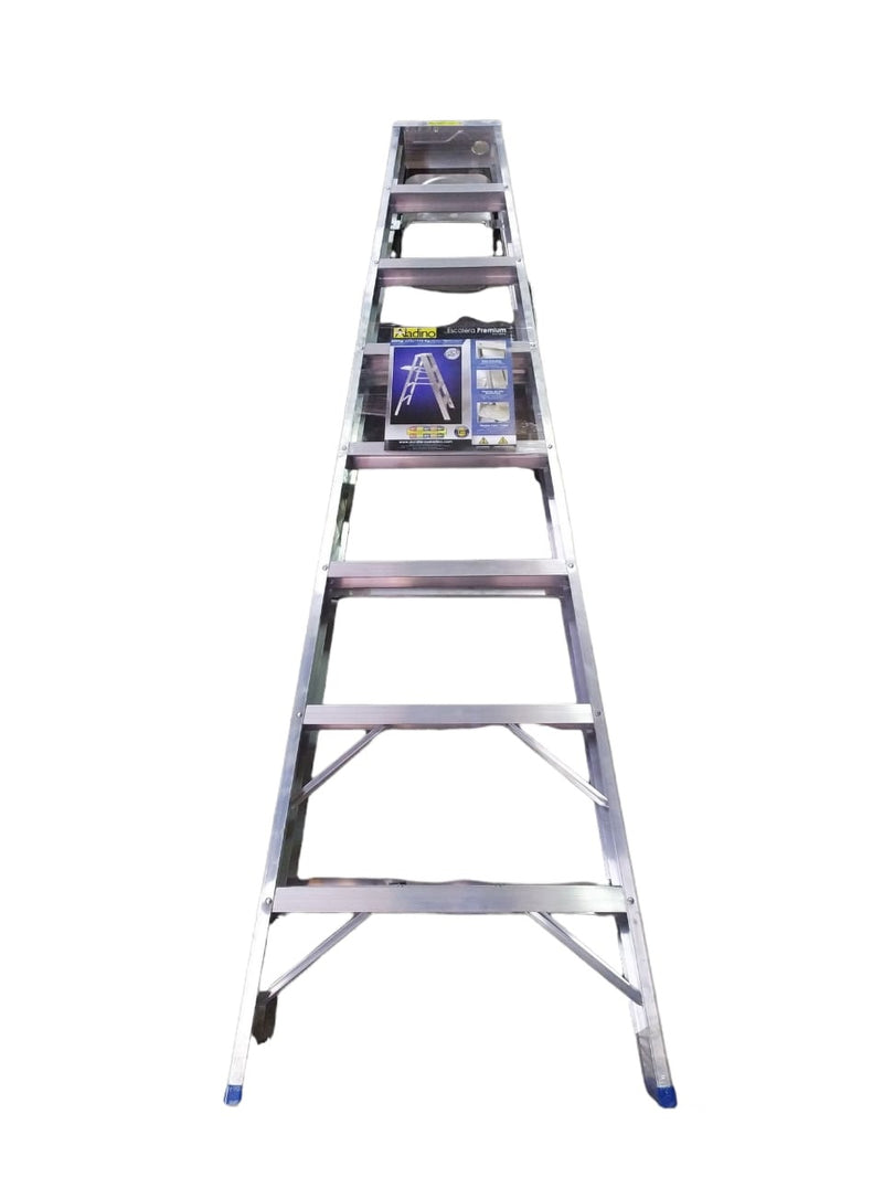 Escalera Tipo Tijera Aluminio Premium 8 Tramos 240 Cm X 60 Cm Cap. 200 Kg Ref. C008 Marca Aladino