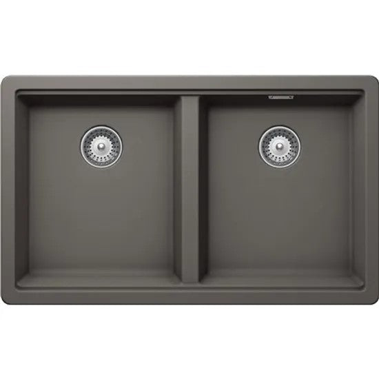 Fregadero De Cuarzo Mod.Greenwich N-200 Silverstone 2 Poncheras 75 Cm X 46 Cm Marca Schock