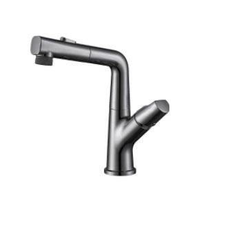 Griferia Monomando Alto Para Lavamanos Modelo Grezzo Gunmetal Black Ref. Gri.02.24 Marca Bari