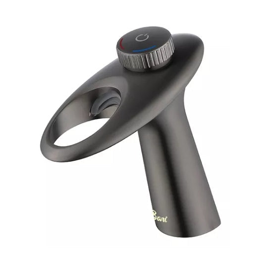 Griferia Monomando Bajo Para Lavamanos Modelo Pietra Gunmetal Black Ref. Gri.02.38 Marca Bari