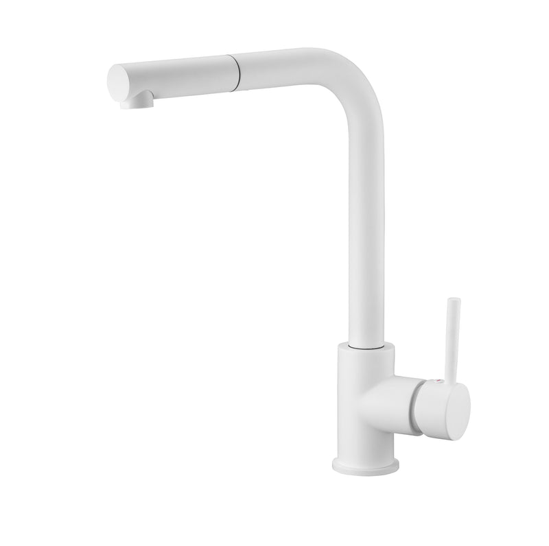 Griferia Monomando Extraible Para Fregadero Serie Malta Blanco Mate Ref. Gce006/Bl Marca Imex