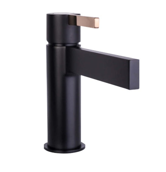 Griferia Monomando Bajo Para Lavamano Linea Negro Gold Rose Ref. Ku-11C238-Rg Marca Kubo
