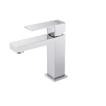 Griferia Monomando Bajo Para Lavamano Serie Acero Inox Kube Gri Chrome / Cromado Ref. Nvgri9805 Nova