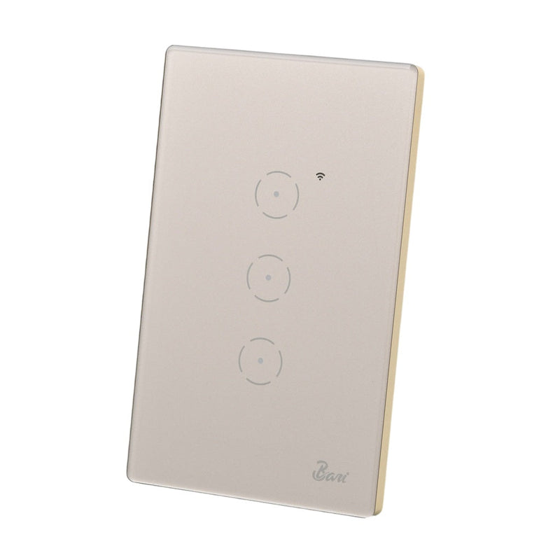 Interruptor Triple Smart Serie D´Oro Color Dorado Brillante Ref. Int.12.15 Marca Bari