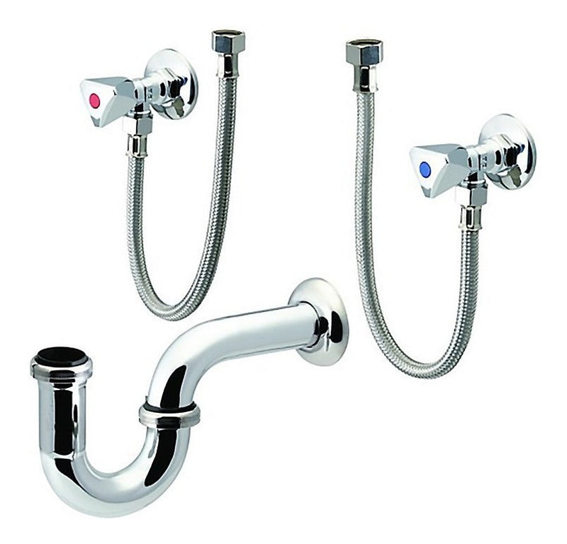 Kit De Instalacion Lavamano C / A ( 2 Llave Arresto, 2 Canilla, Sifon ) Ref. 35Acc510 Marca Fp