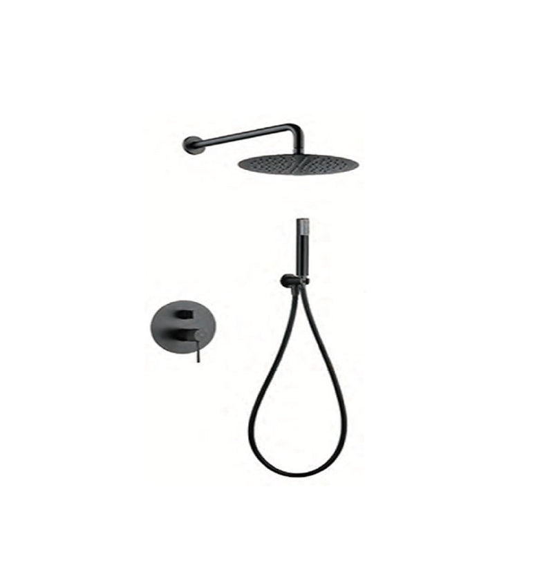 Kit / Conjunto De Ducha Monomando Empotrado Serie Line Black Gun Metal Ref. Gpd038/Bgm Marca Imex