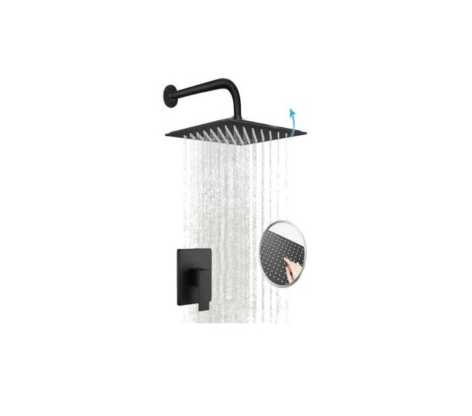 Kit De Ducha Monomando Cuadrada Ultra Delgada 10" Negro Ref. Kd-548-Mb Marca Omega