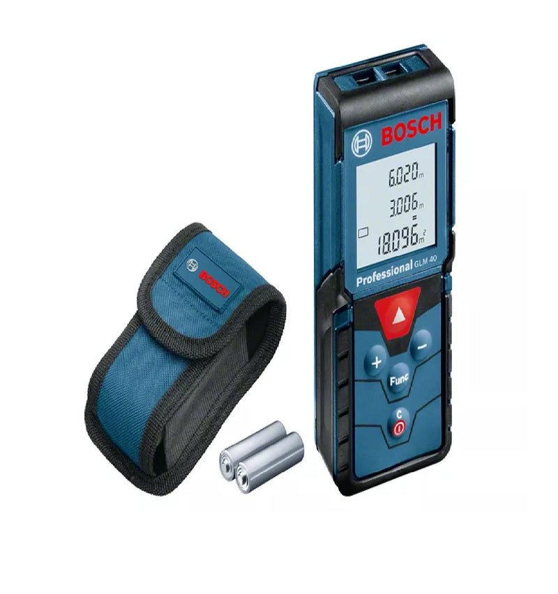 Medidor / Metro Laser Compacto Hasta 40 Mt Con Estuche 2 Bateria Aa Ip54 Ref. Glm40 Cod.790406 Bosch