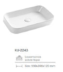 Lavamanos Inclinado 550 Mm X 390 Mm X 120 Mm Ref. Ku-2243 Marca Kubo