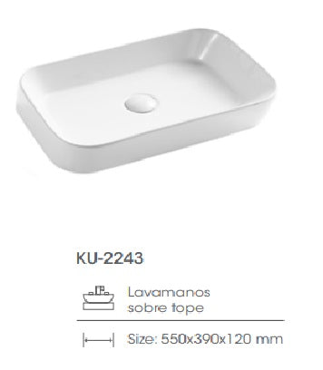 Lavamanos Inclinado 550 Mm X 390 Mm X 120 Mm Ref. Ku-2243 Marca Kubo