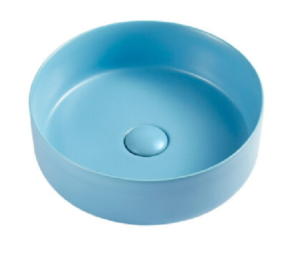 Lavamanos Redondo Azul 355 Mm X 355 Mm X 120 Mm Tipo Sobre Tope Ref. Ku-3134-Mbl Marca Kubo