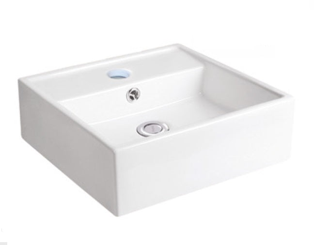Lavamanos Cuadrado De Sobreponer 38 Cm X 38 Cm X 12.6 Cm Color Blanco Ref.Lav-11 Marca Unique