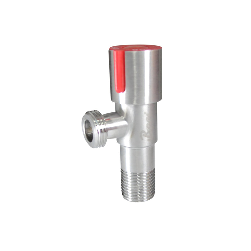 Llave De Arresto De 1/2" X 1/2" Acero Inox. Pomo Rojo Ref. Pas.01.02 Marca Bari