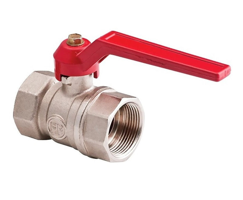 Llave / Valvula De Bola De 1 1/2" Liviana Mango Rojo Paso Completo Ref. 01B315 Marca Fp