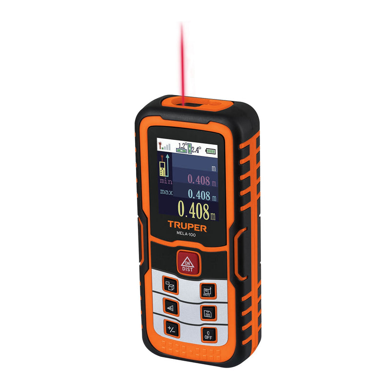 Medidor / Metro Laser De 100 Mts ( Usa Bateria Aaa) Mod. Mela-100 Ref. 100374 Marca Truper