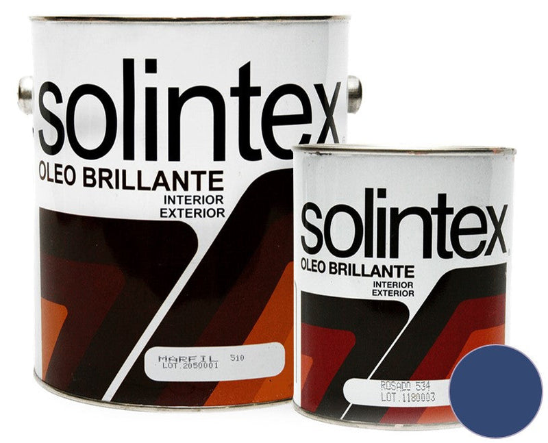 Pintura Oleo Brillante Color 550 1/4 Gl Color Azul Colonial Marca Solintex