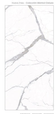 Piedra Sinterizada Pulido De 1,60 Mts X 3,20 Mts ( 5.12 Mt2 ) Esp. 6 Mm Top Calacatta Marca Overland