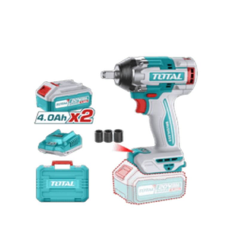 Pistola / Llave De Impacto 1/2" 20V 2200 Rpm C/Maleta (1Carg+2Bat+3Dad) Ref. Utiwli2050 Total Tools