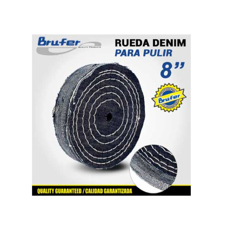 Rueda De Denim ( Jean ) Para Pulir 8" X 50 Hojas Ref. 491002 Marca Brufer