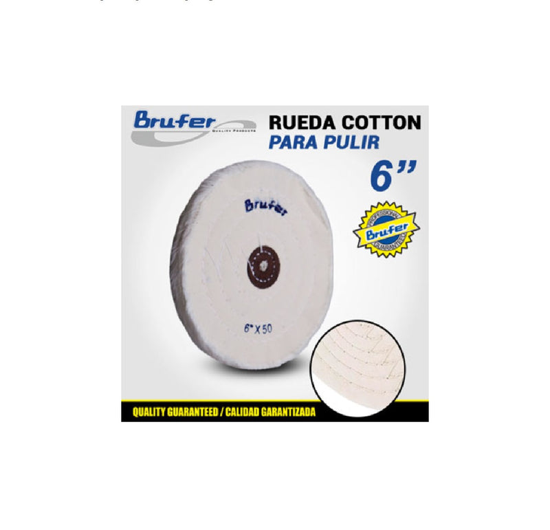 Rueda De Cotton ( Algodon ) Para Pulir 6" X 50 Hojas Ref. 491003 Marca Brufer