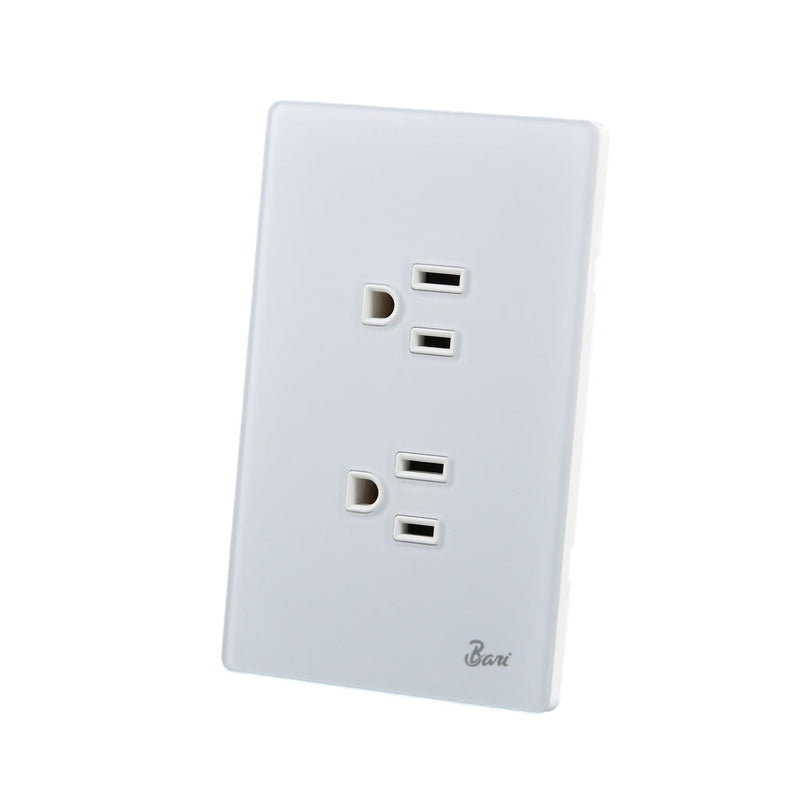Toma Corriente Doble Con Tierra Serie Nebbia Color Blanco Mate Ref. Int.16.07 Marca Bari