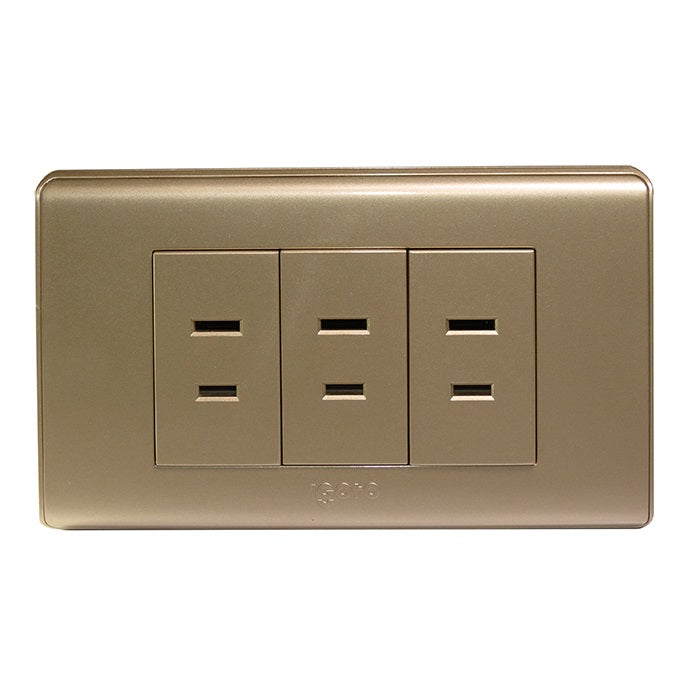 Tomacorriente Triple Color Dorado Ref. A20-111F.3-G Marca Igoto