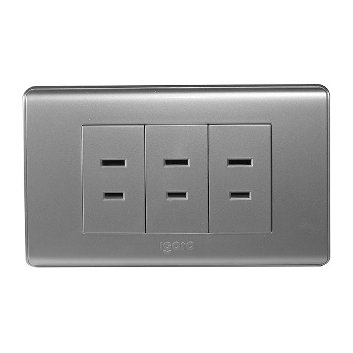 Tomacorriente Triple Color Plateado Ref. A20-111F.3-S Marca Igoto