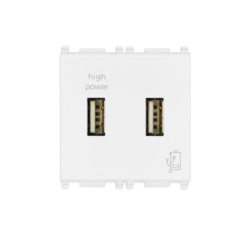 Toma Usb Doble ( Taco ) De Alimentacion 5V 1.5 A 2 Mod Serie Plana Color Blanco Ref-14295 Vimar