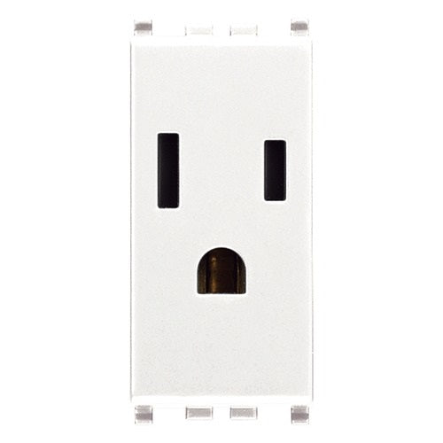 Tomacorriente Sencillo(Taco) Sicury 2P+Tierra Usa+Saso 15A 127V Blanco Eikon Ref.20242.B Marca Vimar