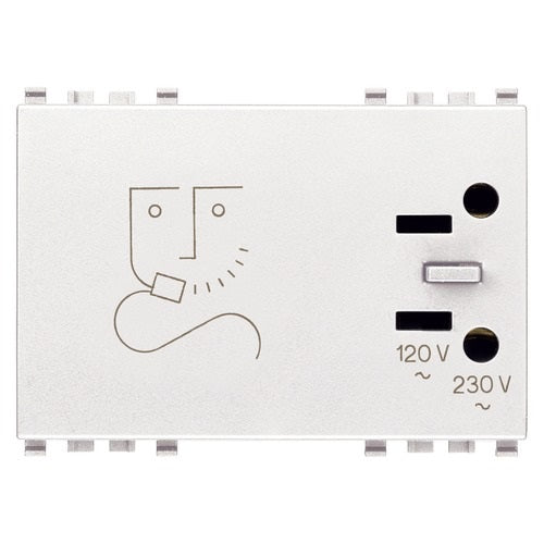 Tomacorriente Sencillo Para Afeitadora 230 V Color Blanco Eikon Ref. 20290.B Marca Vimar