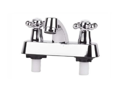 Griferia Para Lavamano Doble Cuerpo De Plastico Pomo Cruz Ref. Lfr-607 Marca Gdeseo