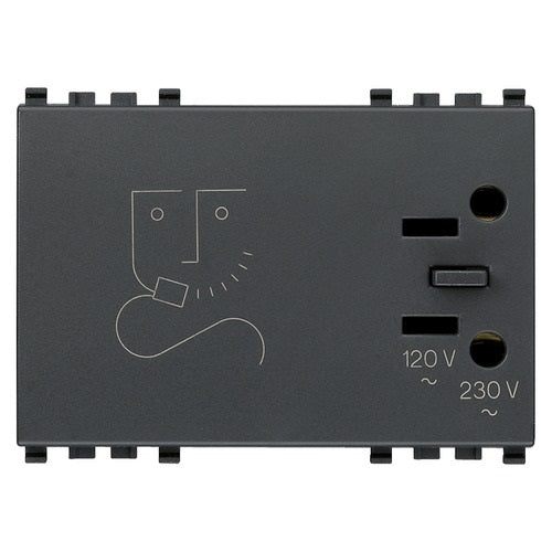 Tomacorriente Sencillo Para Afeitadora 230 V Color Gris Eikon Ref. 20290 Marca Vimar