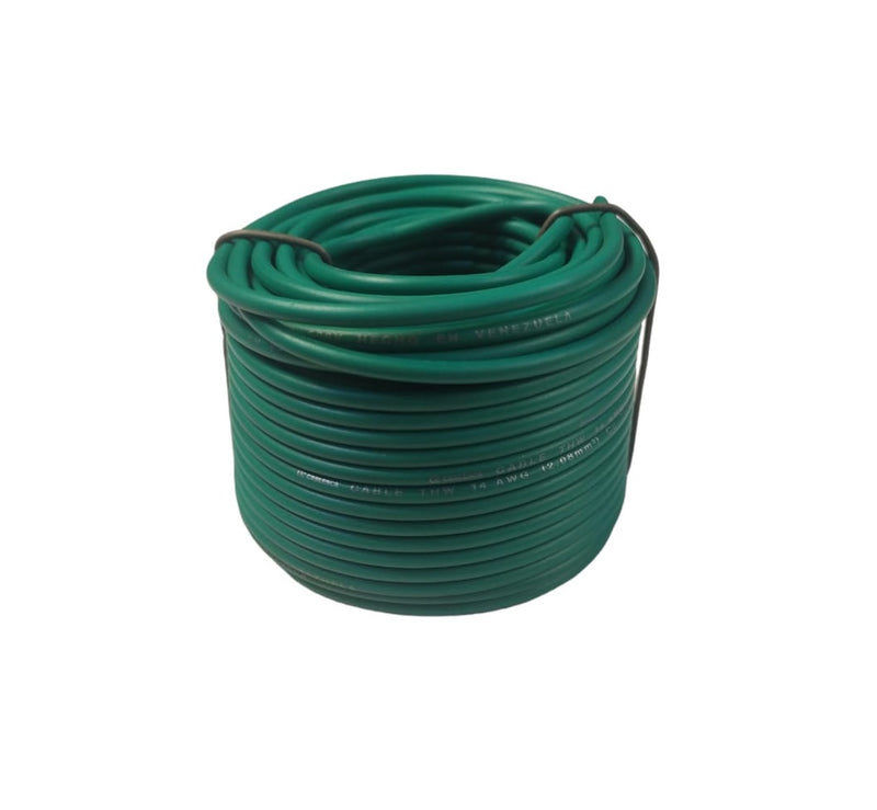 Cable Thw Nro. 14 Awg 75°C 600V / Color Verde Rollito 20 Mts Marca Cablesca