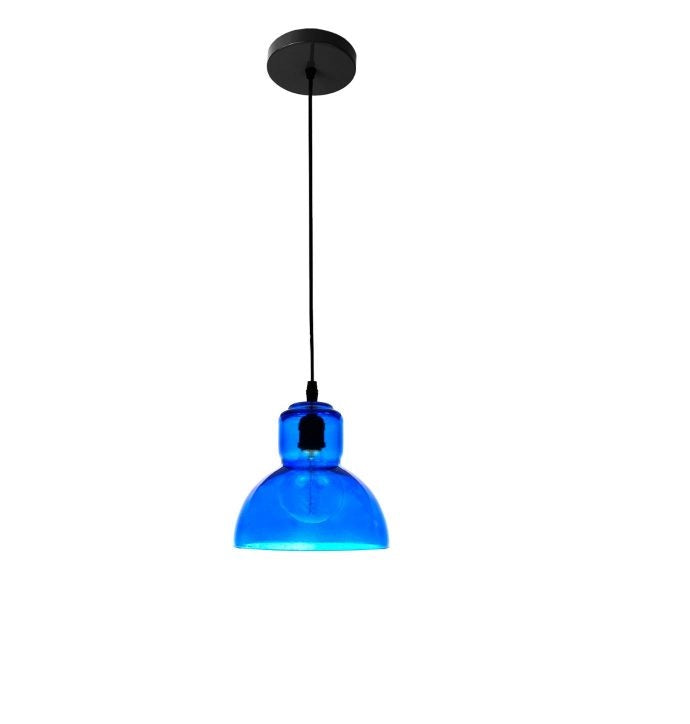 Lampara Colgante 60W E27 19,5 X 19,5 X 19 Cm Bell Glass Color Azul Ref. 00110407 Marca Pierrot
