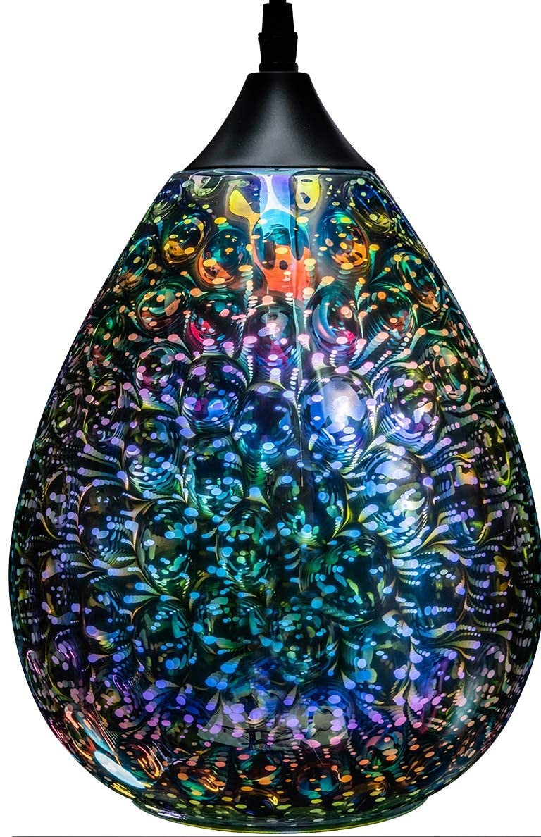 Lampara Colgante De Techo 3D Glass Pendant Color Tornasol/ Cristal Ref. X00210Sjkz Marca Yisuro