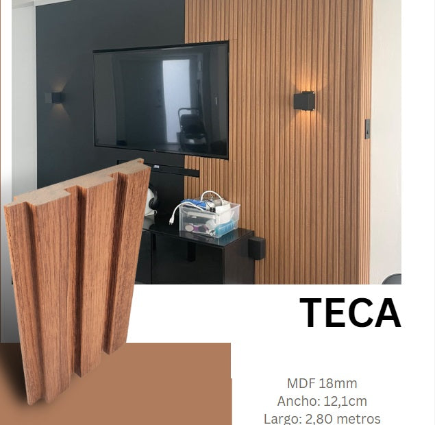 Panel / Perfil Para Pared Madera Wall Panel Interior 12Cm X 2,80Mt Color Matt Teak Marca Agt