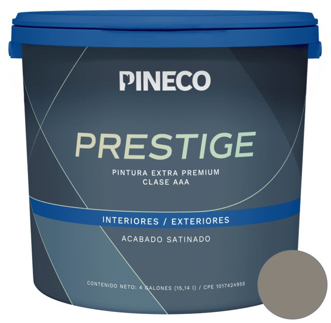 Pintura De Caucho Satinado Prestige Clase "A" Color Argilla 1 Gl Ref. Prs810 Marca Pineco