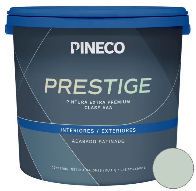 Pintura De Caucho Satinado Prestige Clase "A" Color Verde Pistacho 1 Gl Ref.Prs8202A2G Marca Pineco